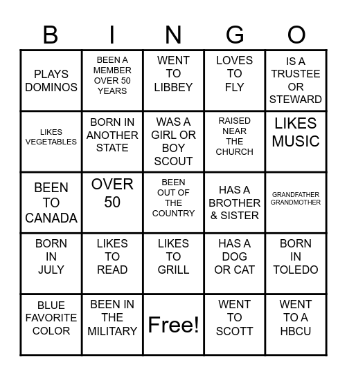 ST PAUL'S BINGO Card