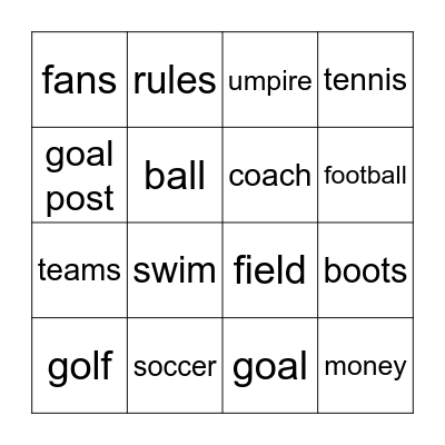 sport Bingo Card