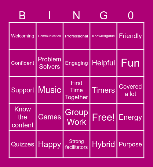 Last Workshop Bingo Card