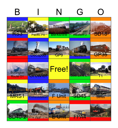 Railway Lines that I like to go with Carmen someday Bingo Card