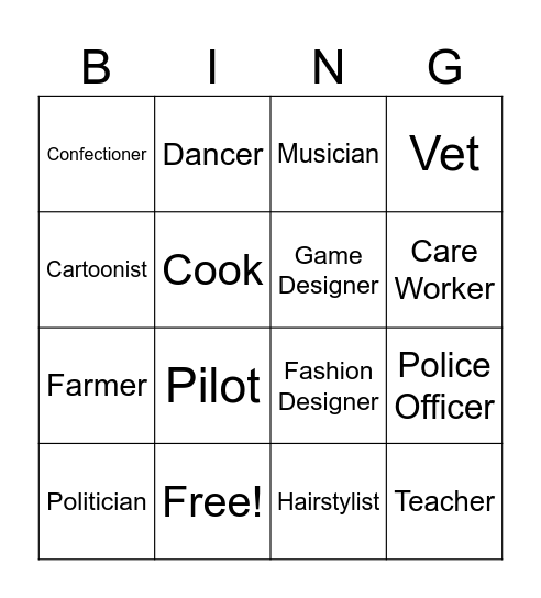 Jobs Bingo Card