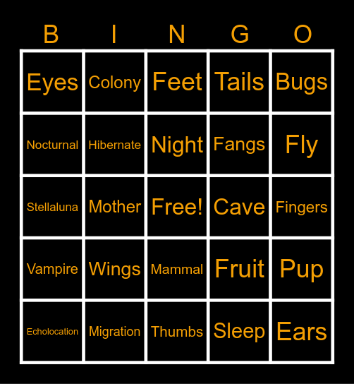 BATS Bingo Card