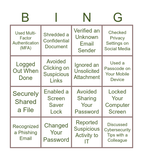 Untitled Bingo Card