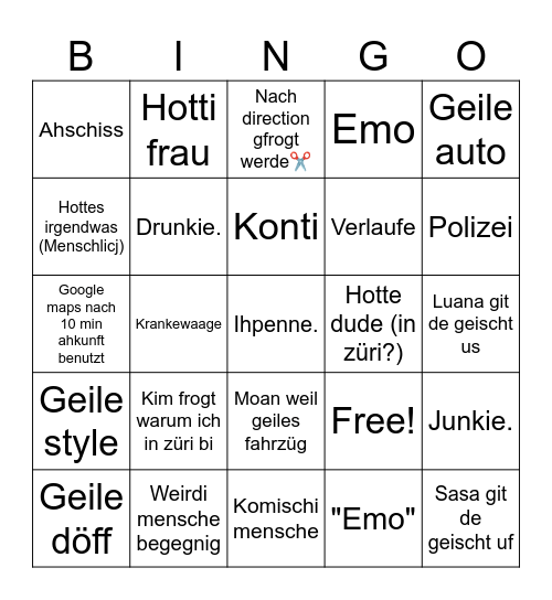 Züri bingo Card