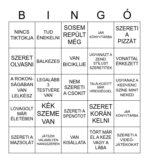 KERESS VALAKIT, AKI/AKINEK... Bingo Card