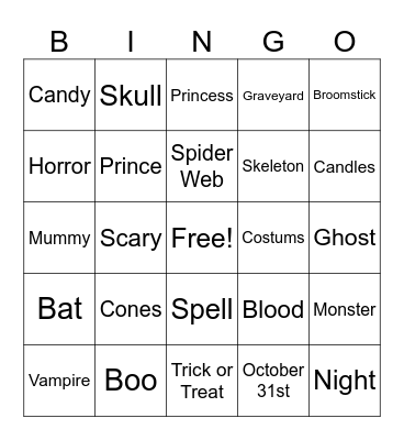 Halloween Bingo Card