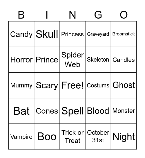 Halloween Bingo Card