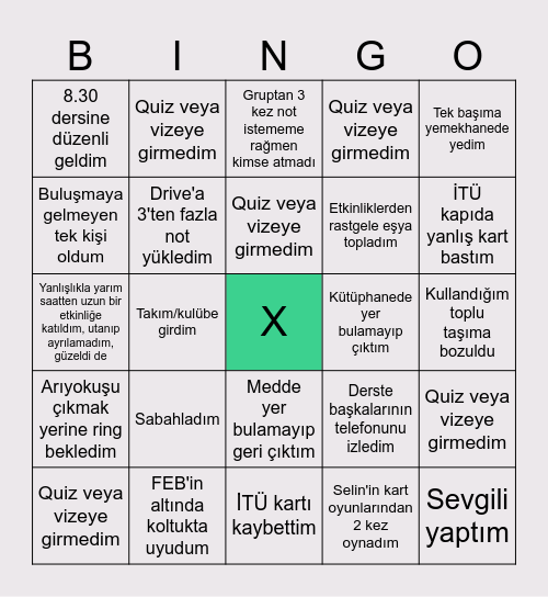 MATMÜH 3. Dönem Bingo Card