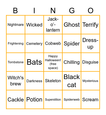 OSA Halloween Bingo Card