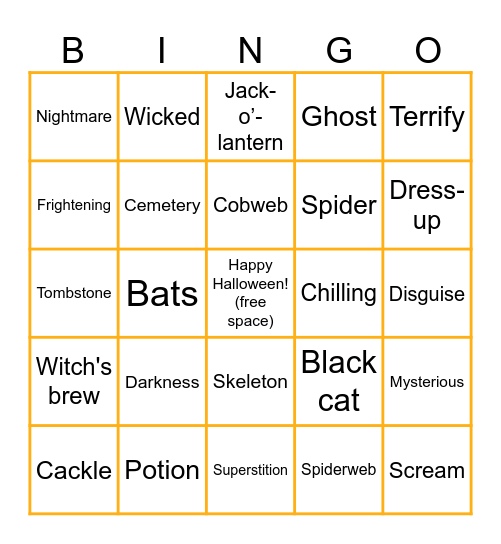OSA Halloween Bingo Card