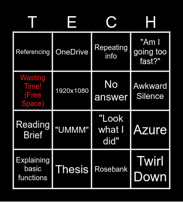 Tech Bingo Card