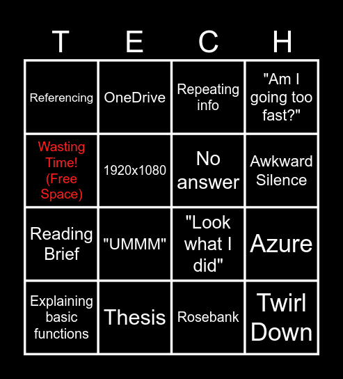 Tech Bingo Card