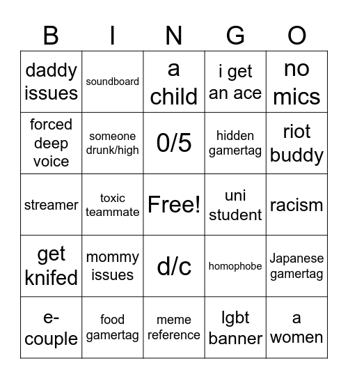 Val Bingo Card