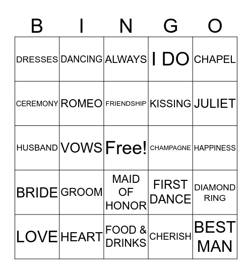 KELLY SHOWER BINGO Card