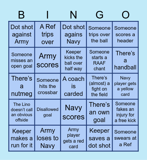 AFFA : Army vs Navy Bingo Card