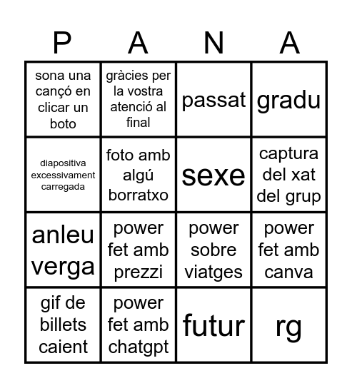 *PanaPowerBingo* Bingo Card