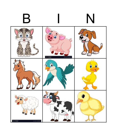 Animals Bingo Card