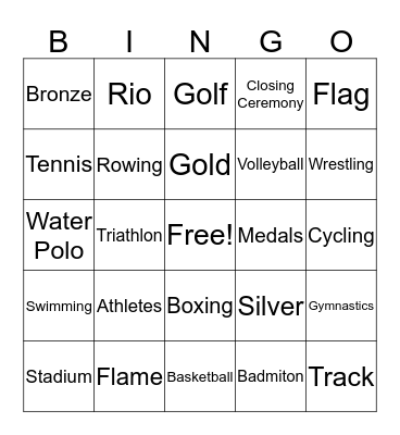 Olympics BINGO Card