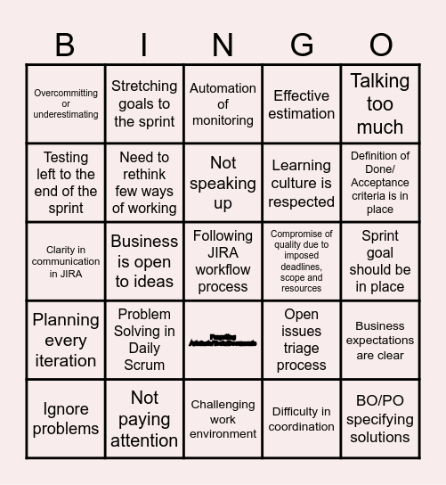Retrospective Bingo Card