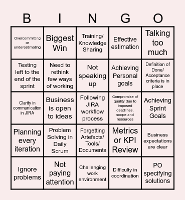 Retrospective Bingo Card