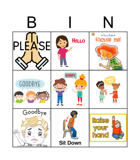 Manners Bingo Card