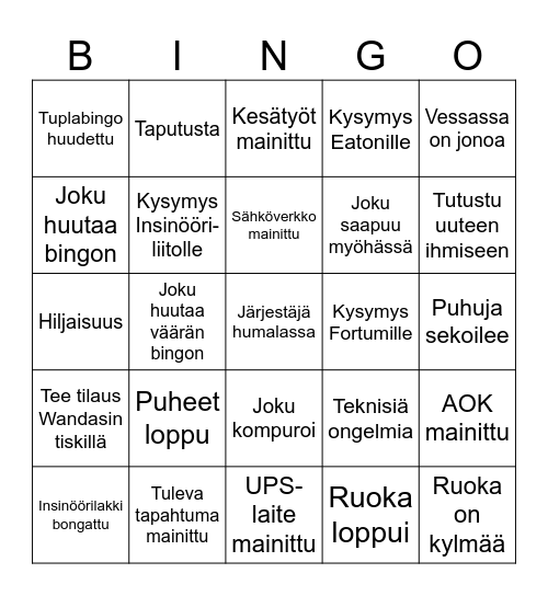 Afterwork Vol. VII Bingo Card