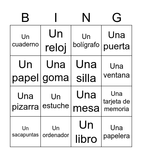 En clase... Bingo Card