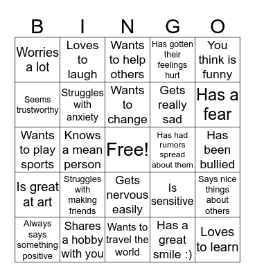 Find a Friend Who... Bingo Card
