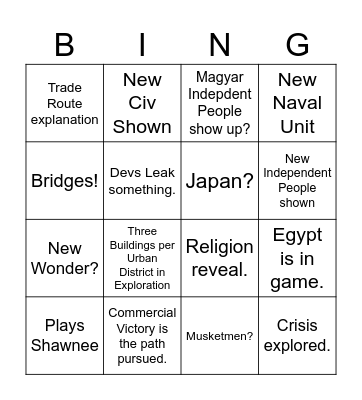 Civingo Bingo Card