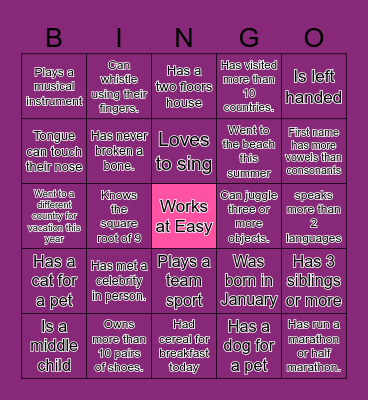 Get to know your team Bingo Card