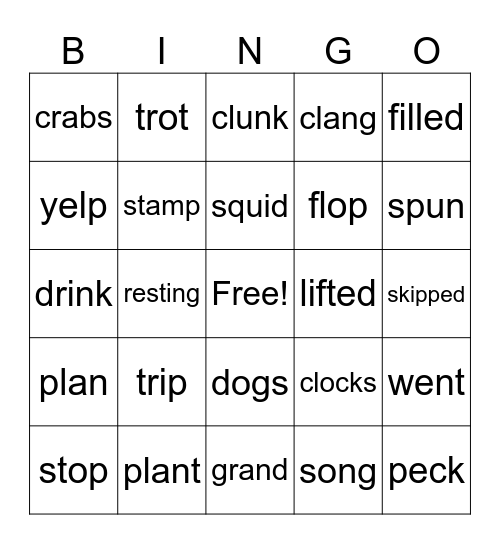 SHORT VOWELS! Bingo Card