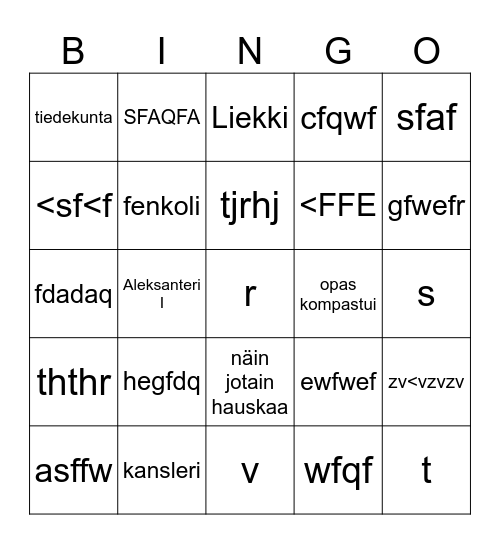 Tiedemuseo Liekin bingo Card
