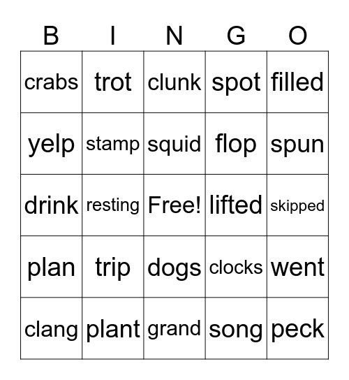 SHORT VOWELS! Bingo Card