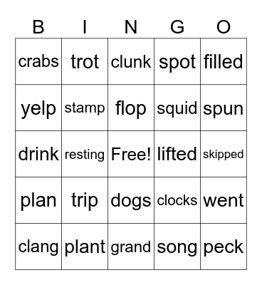 SHORT VOWELS! Bingo Card