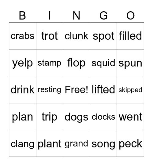 SHORT VOWELS! Bingo Card
