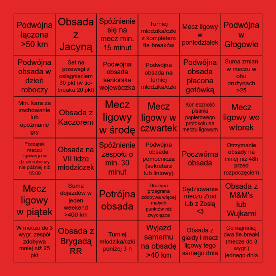 Sędziowskie Bingo 2024 Bingo Card