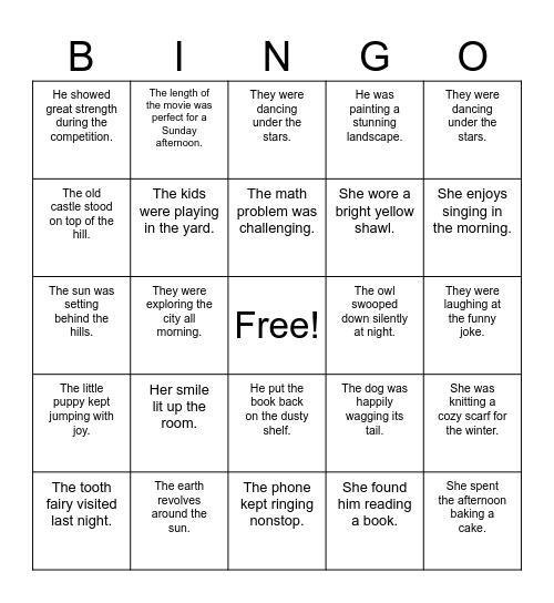 Final Th and Final L Bingo Card