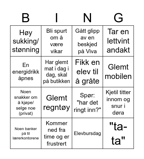 Kontorbingo Card