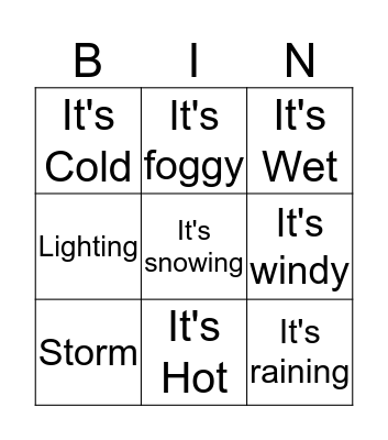 The Weather Bingo Card