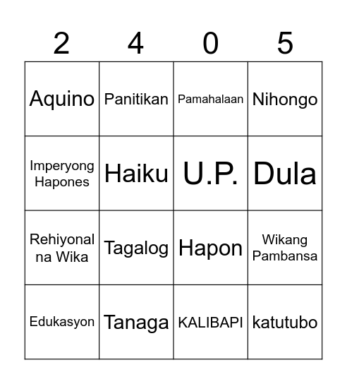 group 3 Bingo Card