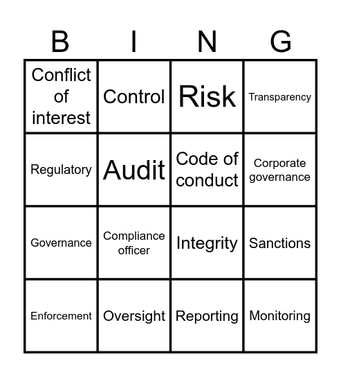 Compliance Bingo Card