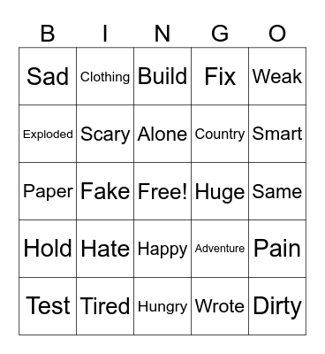 Context Clues Bingo Card