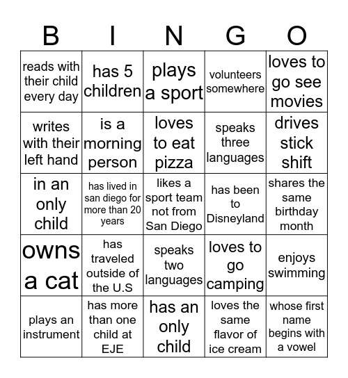 Find someone who.... Bingo Card