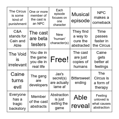 tadc Bingo! Bingo Card
