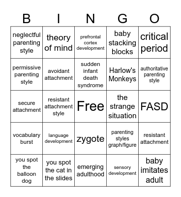 Chapter 9 Bingo Card