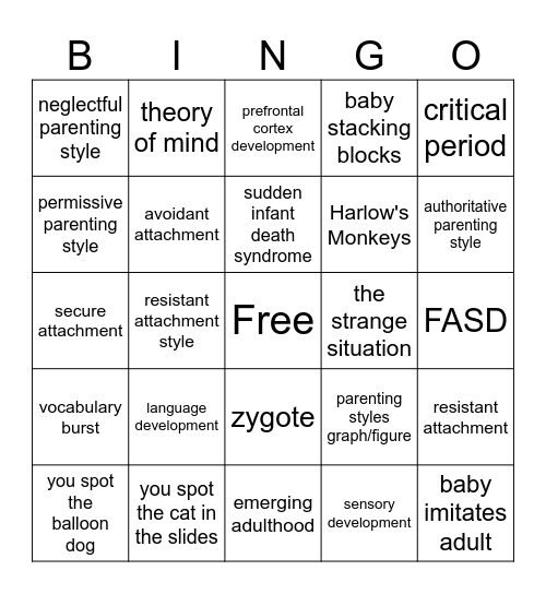 Chapter 9 Bingo Card