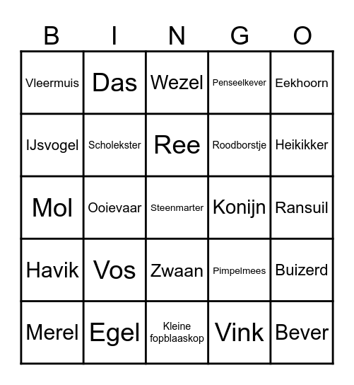 Dierenbingo! Bingo Card