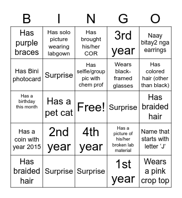 The Bond Between Us Bingo Card