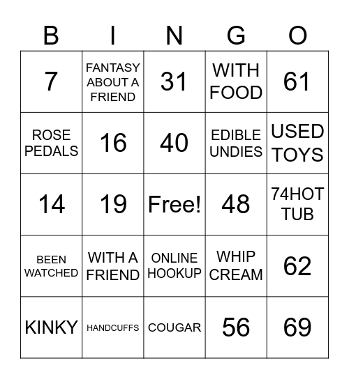 NAUGHTY BINGO Card