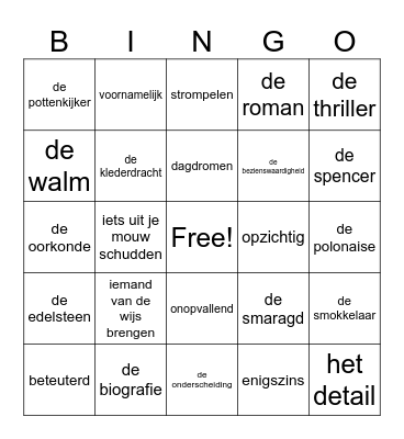 Woordenschat groep 6 thema 8 Bingo Card